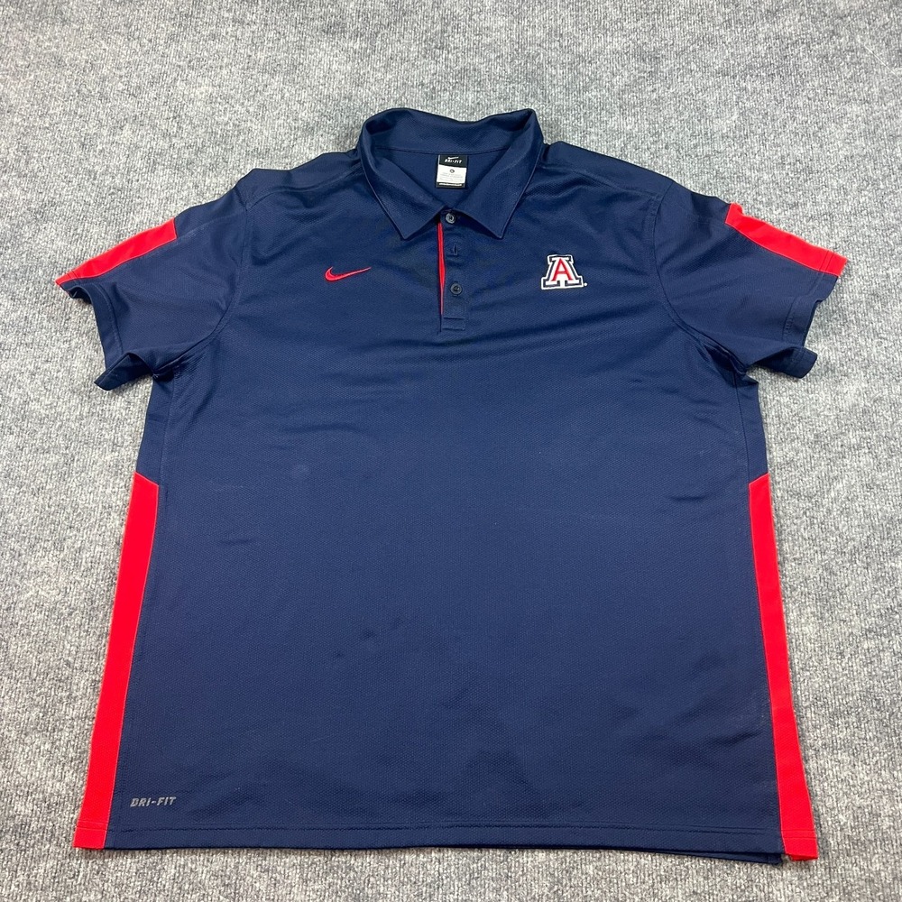 Arizona Wildcats Polo Shirt Mens Extra Large Blue Nike Dri Fit Basketball NCAA
